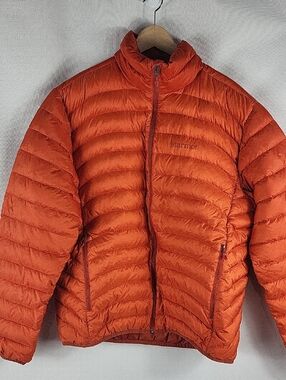 Marmot Men's Orange Quilted 600 Fill Down Puffer Jacket Size XL